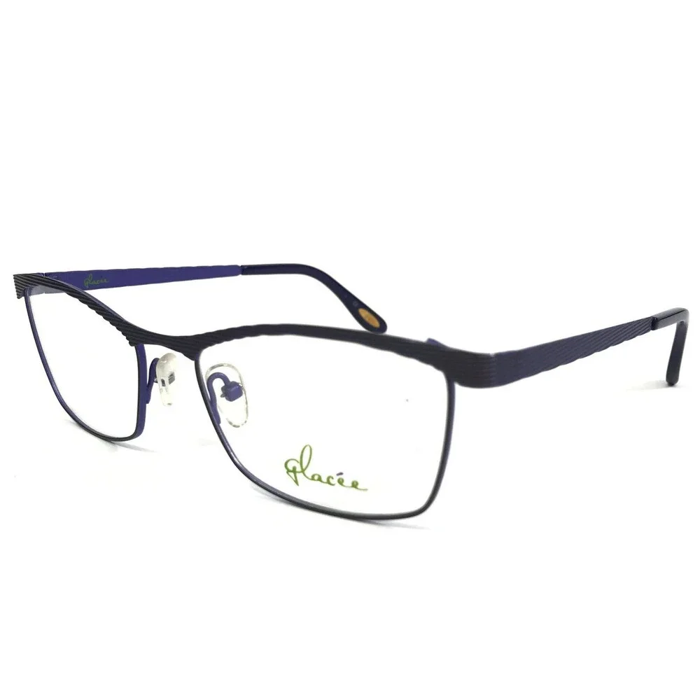 Glacee Eyeglasses Frames MOD 6761 C3 Matte Purple Ribbed Cat Eye 52-17-135